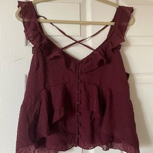 Abercrombie & Fitch cute maroon frilly top 🤗